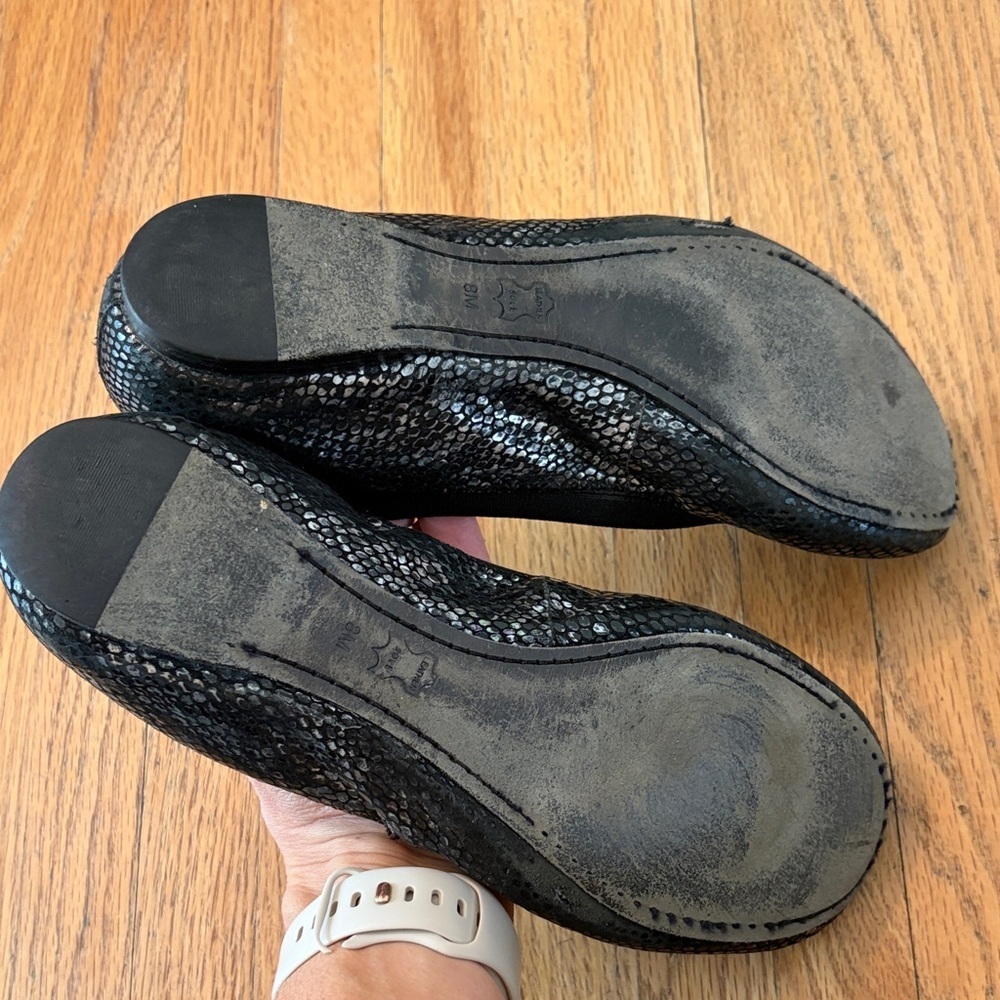 Tory Burch Caroline Plated Snake Skin Flats - Picture 7 of 11